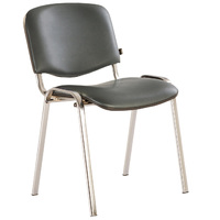 Стул для персонала и посетителей BRABIX "Iso CF-001", хромированный каркас, кожзам серый, 531426