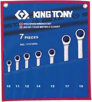 KING TONY 12107MRN - набор комбинированных трещоточных ключей, 10-19 мм
