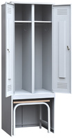 Шкаф для одежды двухстворчатый с задвижной скамьей (сиденье липа) 1860х600х500 мм