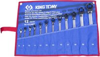 KING TONY 12212MRN - набор комбинированных трещоточных ключей, 8-24 мм