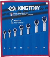 KING TONY 12207MRN01 - набор комбинированных трещоточных ключей, 8-19 мм