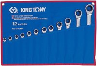KING TONY 12112MRN - набор комбинированных трещоточных ключей, 8-24 мм