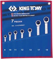KING TONY 12107MRN01 - набор комбинированных трещоточных ключей, 8-19 мм