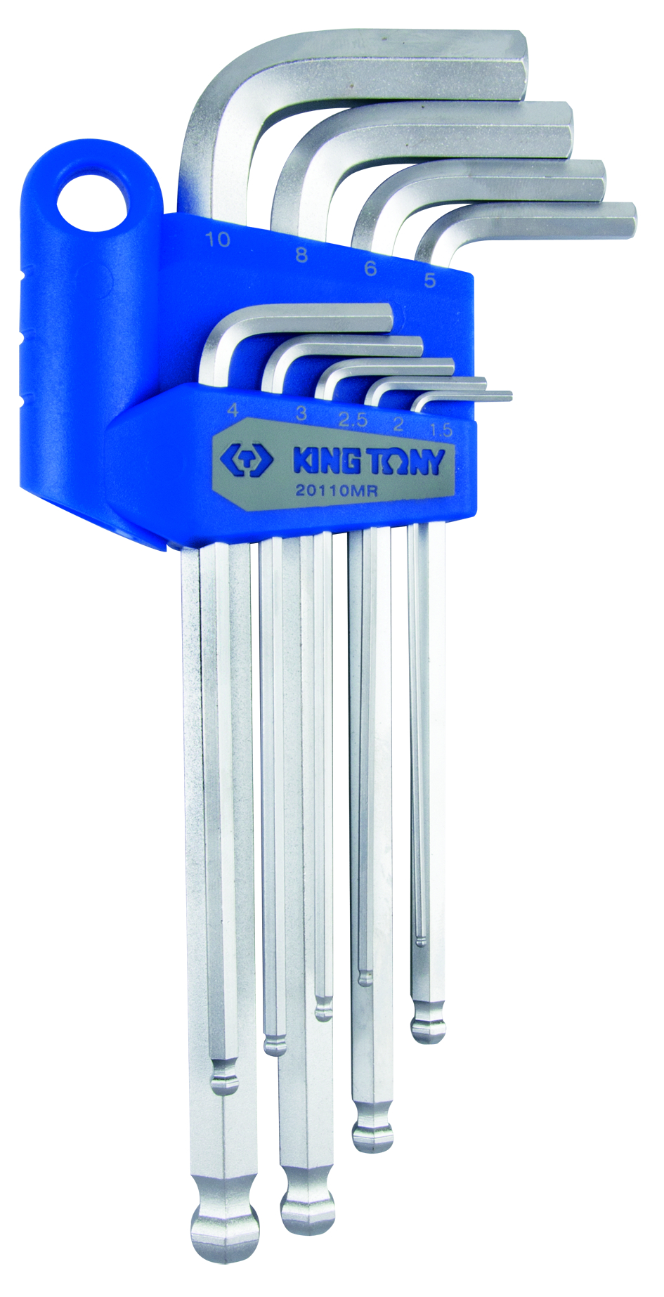 KING TONY 20110MR - набор Г-образных шестигранников 1,5-10 мм, с шаровым окончанием