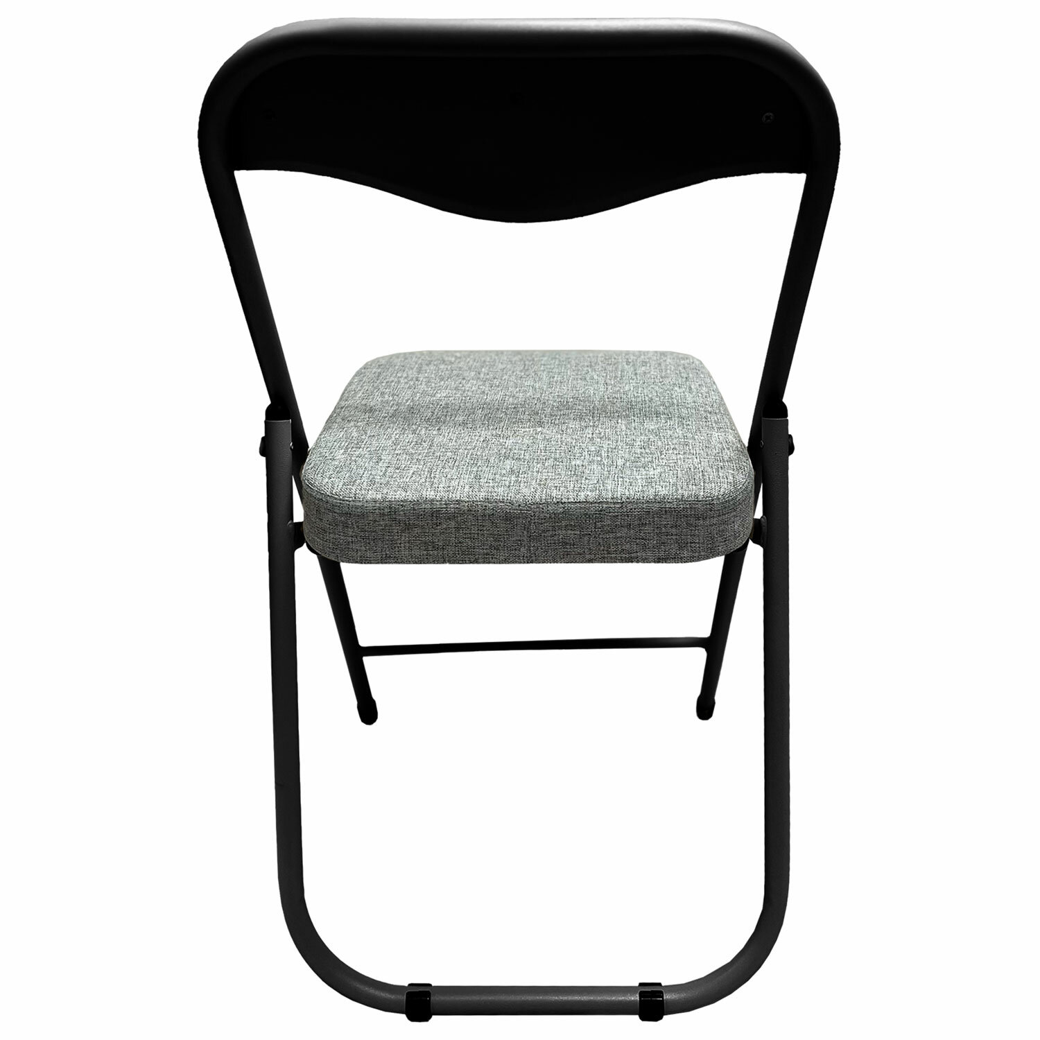 Стул складной для дома и офиса РС04К комфорт, черный каркас, рогожка светло-серая