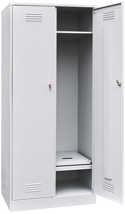 Шкаф для одежды двухстворчатый с откидной скамьей (верх металл) 1860х800х500