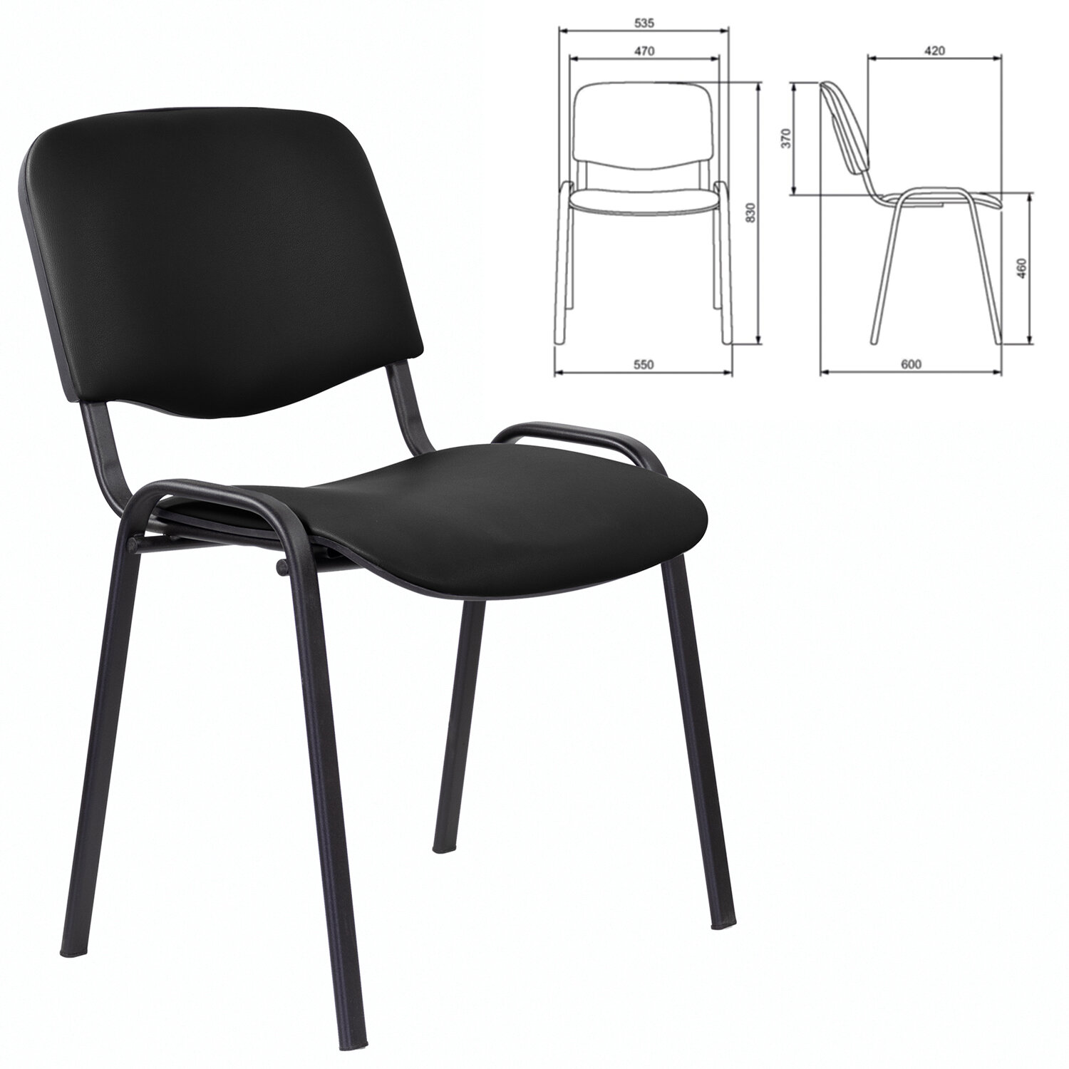 Стул STAFF "Iso Lite CF-008", кожзам черный (Z-11), 532564