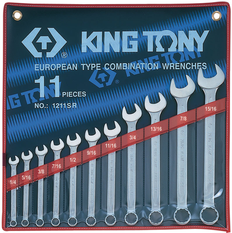 KING TONY 1211SR - набор дюймовых комбинированных ключей, 1/4-15/16