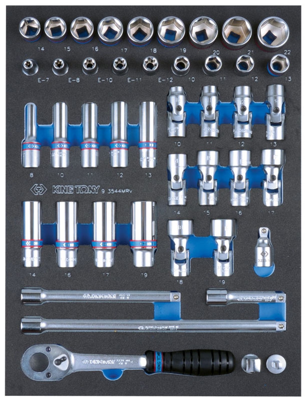 KING TONY 9-3544MRV набор торцевых головок 3/8 с принадлежностями