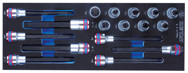 KING TONY 9-4147PRV набор насадок HEX, TORX и SPLINE