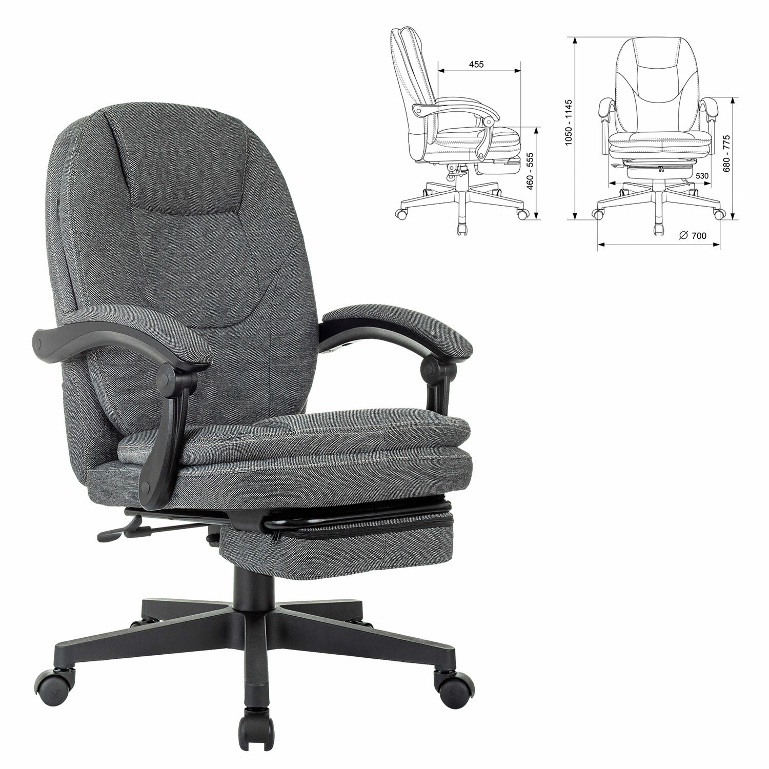 Кресло офисное CH-868MSG-BF, синхромеханизм, вибромодуль, подставка для ног, ткань, серое, 1998751