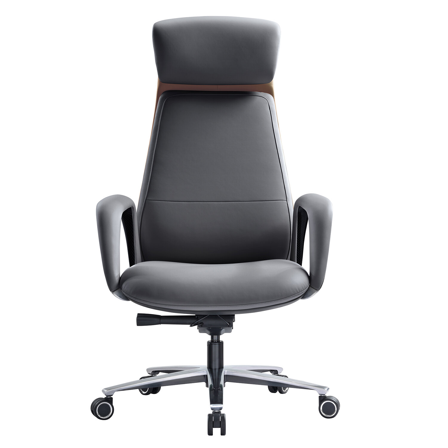 Кресло HAWASAN (ХАВАСАН) PREMIUM EX-820, синхромеханизм, слайдер, экокожа, графит/коричневое, 533238