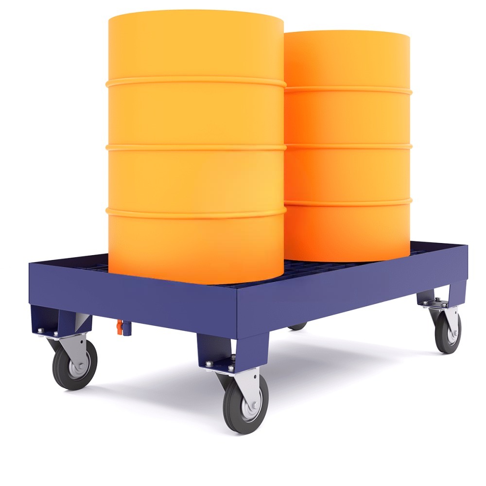 Поддон металлический для бочек ПДБ 1 836х836 на колесах для одной 200 л бочки