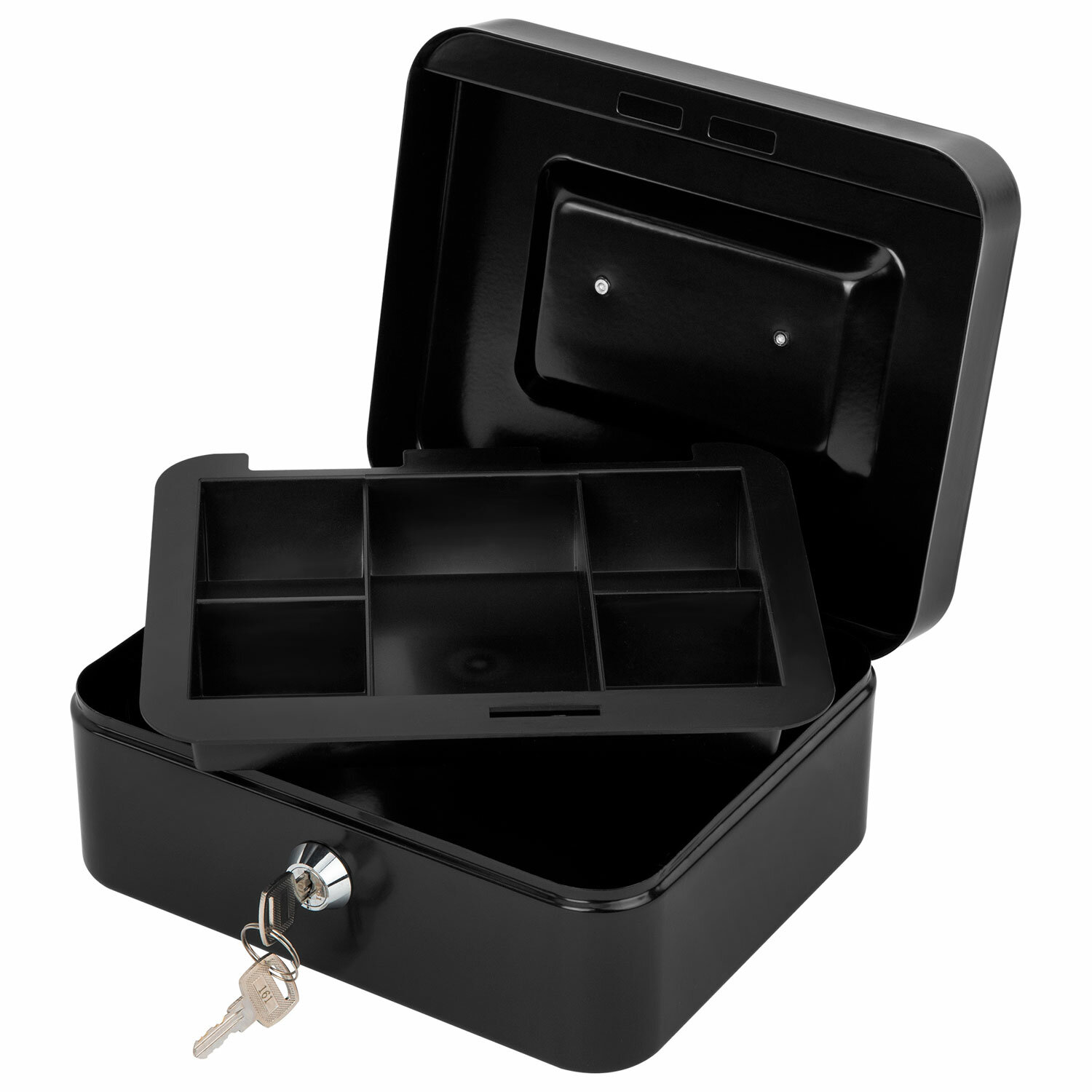Ящик для денег, ценностей, документов, печатей, 90х160х200 мм, ключевой замок, черный, BRAUBERG, 291350