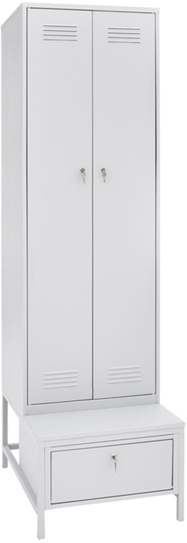 Шкаф для одежды двухстворчатый на подставке с ящиком 2200x600x770