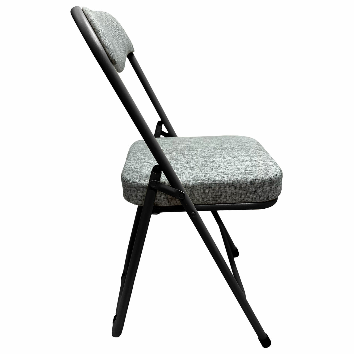 Стул складной для дома и офиса РС04К комфорт, черный каркас, рогожка светло-серая