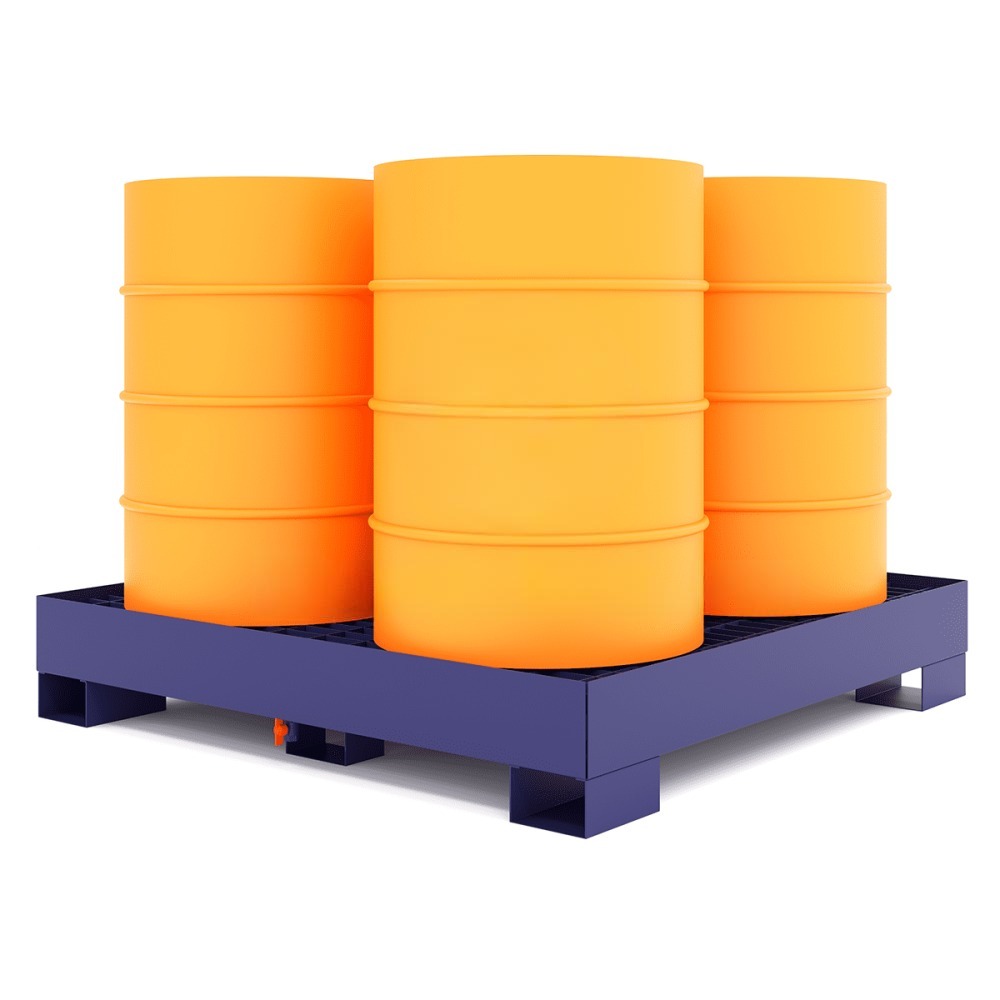 Поддон металлический для бочек ПДБ 4 1356х1356 для четырех 200 л бочек