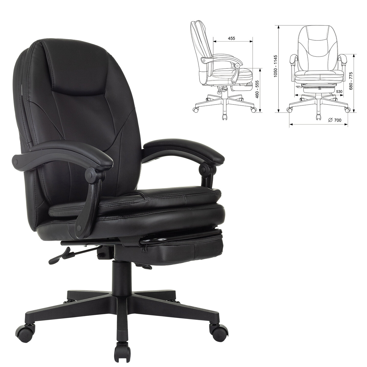 Кресло офисное CH-868N-BF, синхромеханизм, подставка для ног, экокожа, черное, 2018358