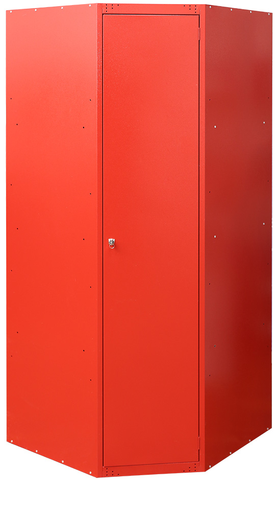 Шкаф для уборочного инвентаря угловой,  красный