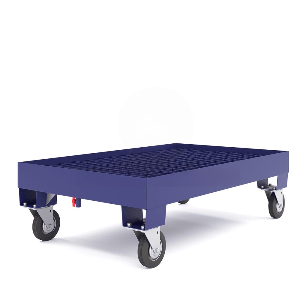 Поддон металлический для бочек ПДБ 1 836х836 на колесах для одной 200 л бочки