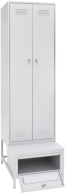 Шкаф для одежды двухстворчатый на подставке с ящиком 2200x600x770