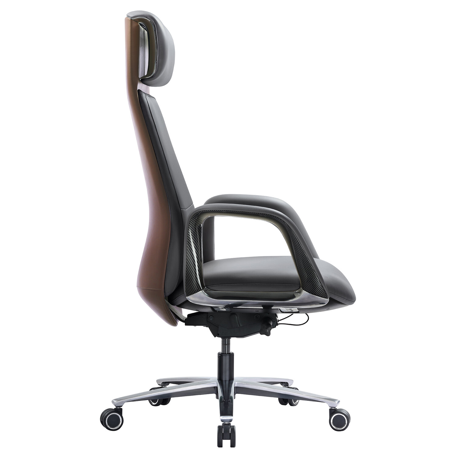 Кресло HAWASAN (ХАВАСАН) PREMIUM EX-820, синхромеханизм, слайдер, экокожа, графит/коричневое, 533238