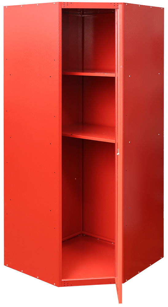 Шкаф для уборочного инвентаря угловой,  красный