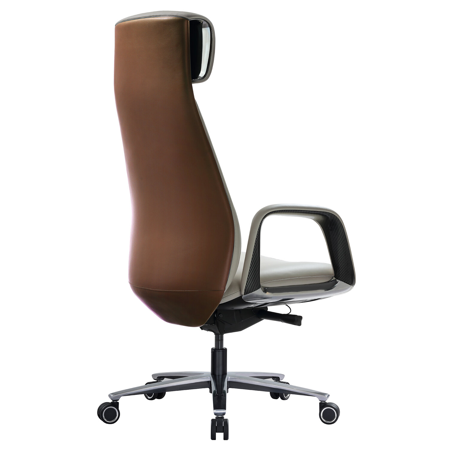 Кресло HAWASAN (ХАВАСАН) PREMIUM EX-820, синхромеханизм, слайдер, экокожа, белое/коричневое, 533237