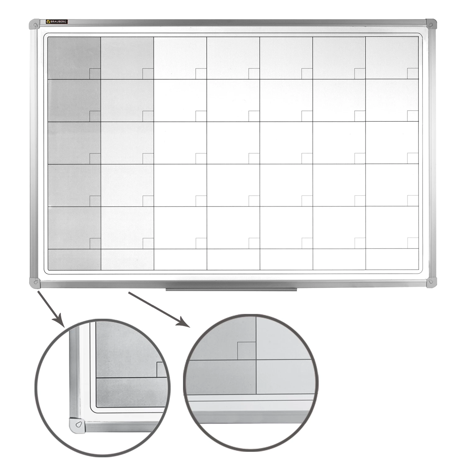 Доска-планинг на месяц магнитно-маркерная (60х90 см), алюминиевая рамка, BRAUBERG