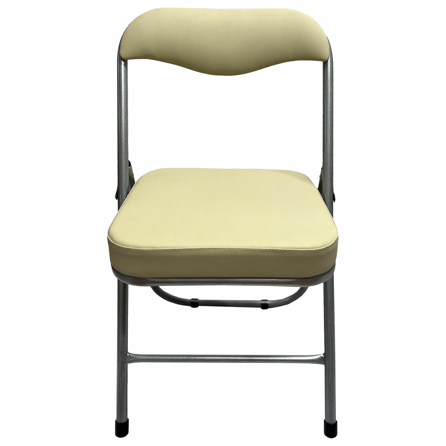 Стул складной для дома и офиса РС04К комфорт, серебристый каркас, кожзам бежевый